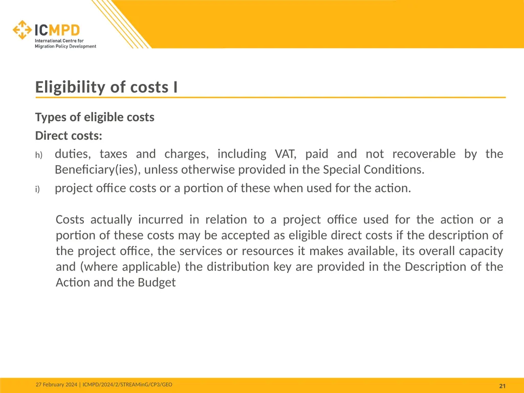 STREAMinG Phase II - Call for Proposals 1. - slide 21 of 34