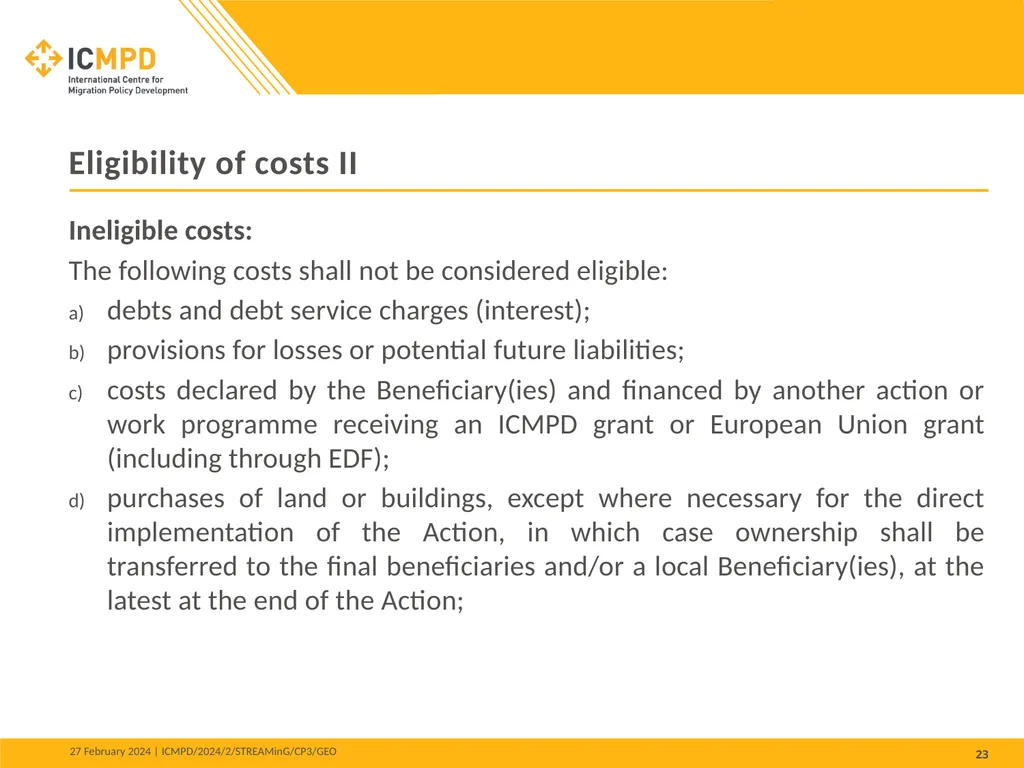 STREAMinG Phase II - Call for Proposals 1. - slide 23 of 34