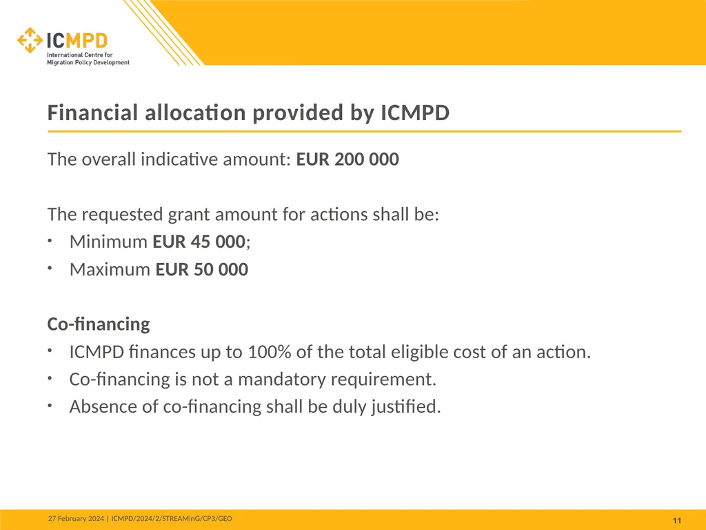 STREAMinG Phase II - Call for Proposals 1. - slide 11 of 34