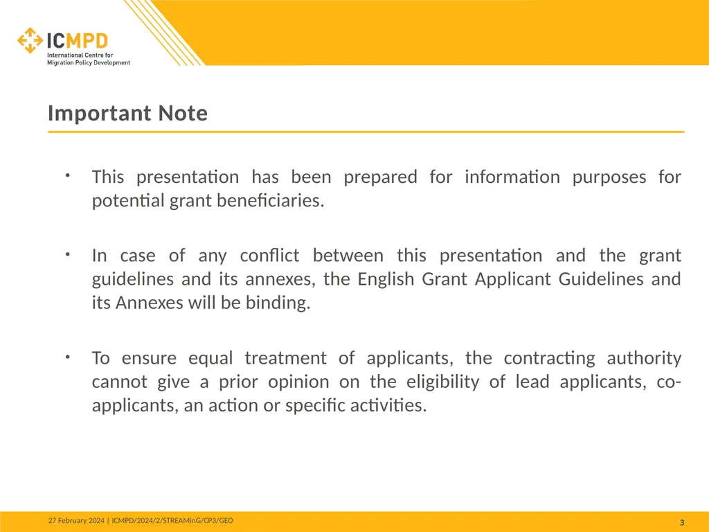 STREAMinG Phase II - Call for Proposals 1. - slide 3 of 34