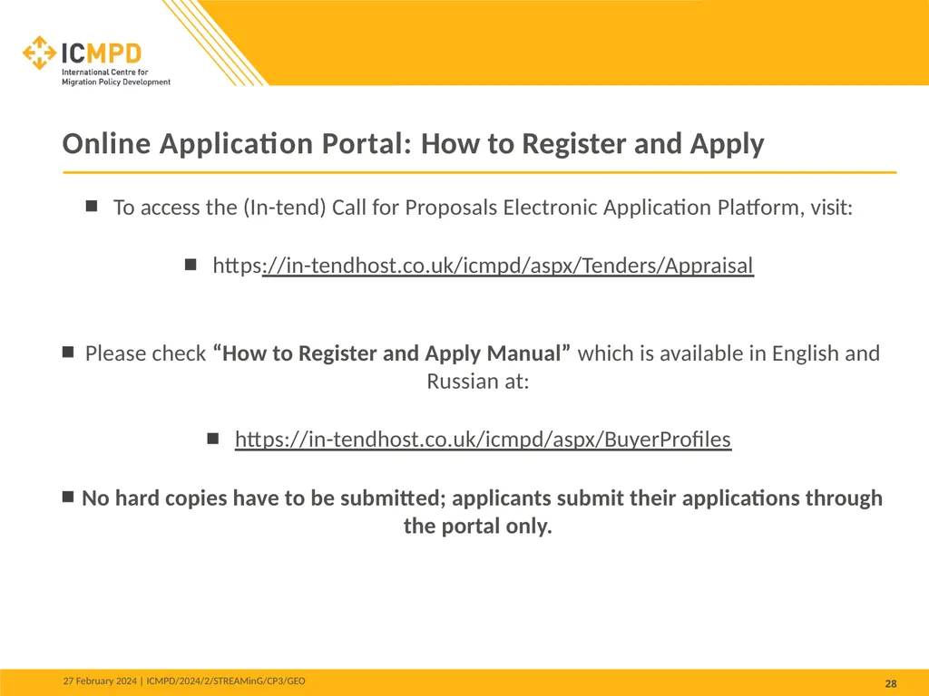 STREAMinG Phase II - Call for Proposals 1. - slide 28 of 34