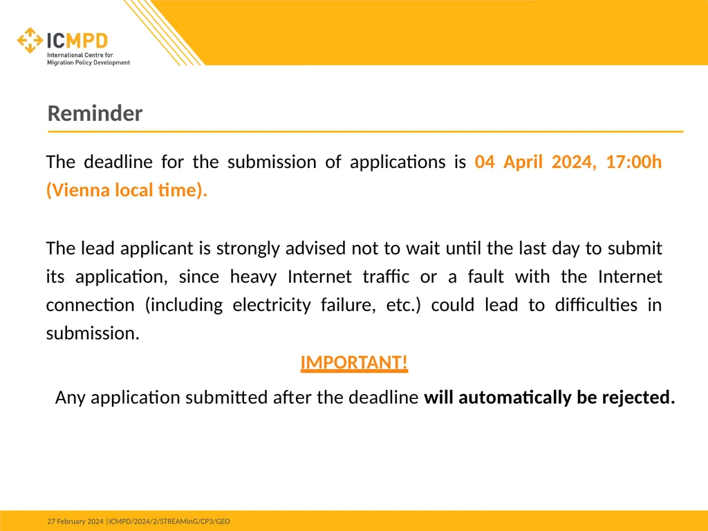 STREAMinG Phase II - Call for Proposals 1. - slide 31 of 34