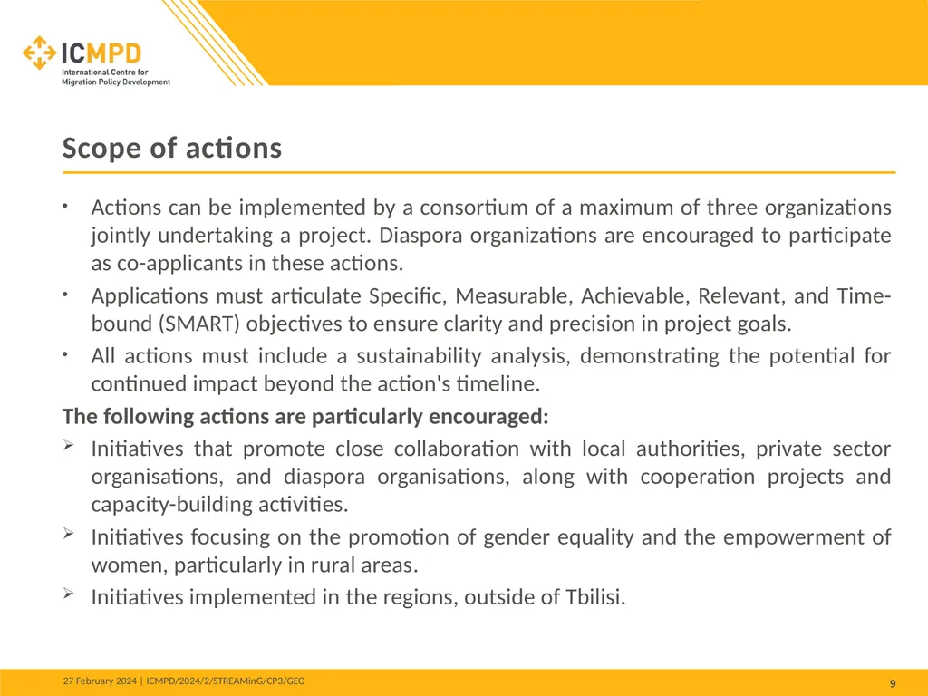STREAMinG Phase II - Call for Proposals 1. - slide 9 of 34