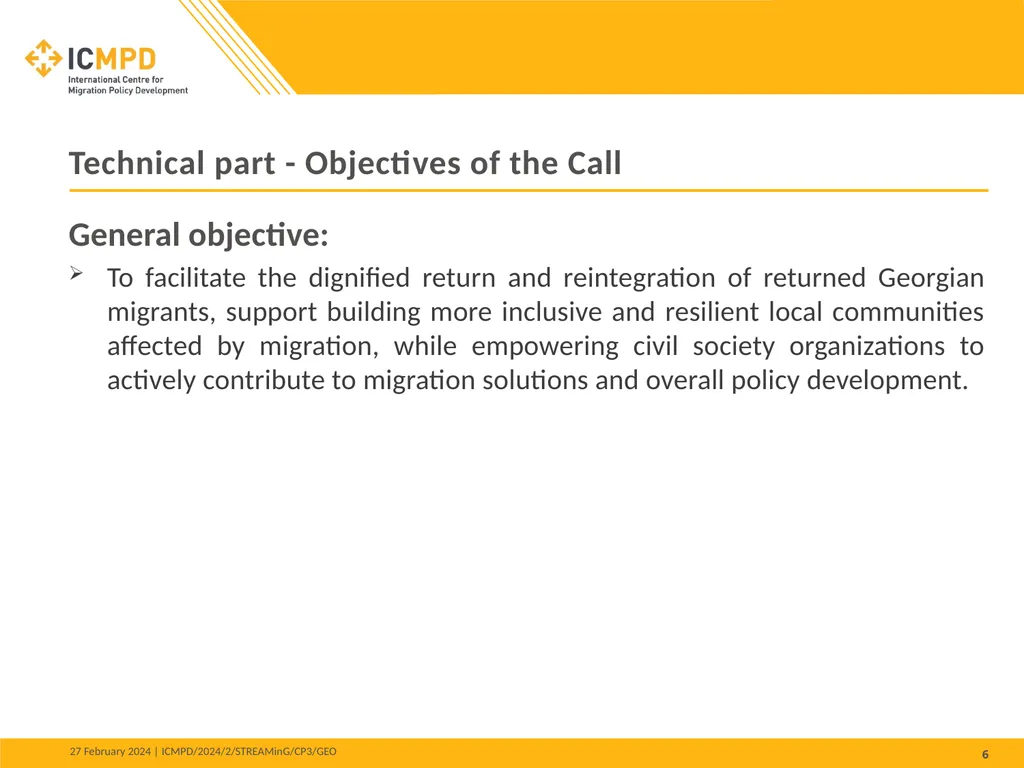 STREAMinG Phase II - Call for Proposals 1. - slide 6 of 34