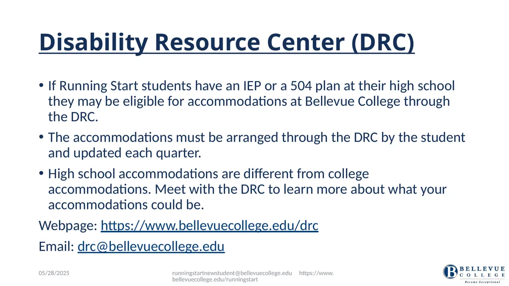 Running Start at Bellevue College Information - slide 16 of 35