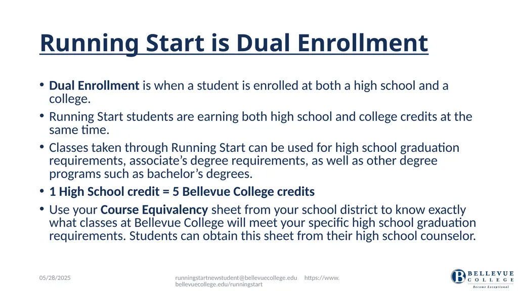 Running Start at Bellevue College Information - slide 4 of 35