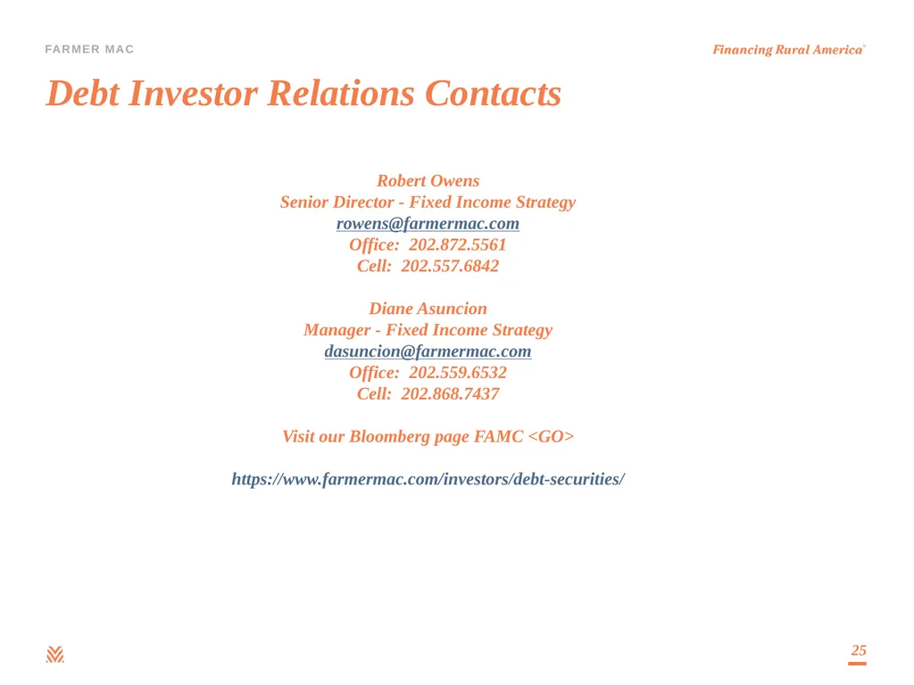 Debt Investor Presentation Third Quarter 2023 - slide 25 of 25