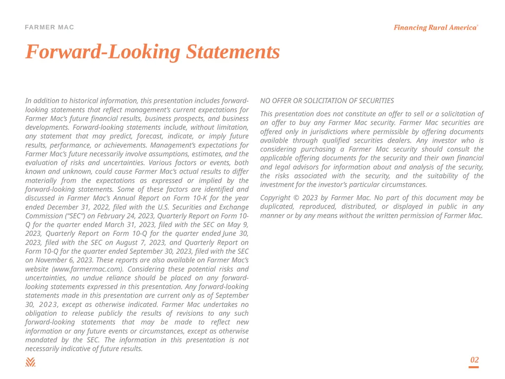 Debt Investor Presentation Third Quarter 2023 - slide 2 of 25
