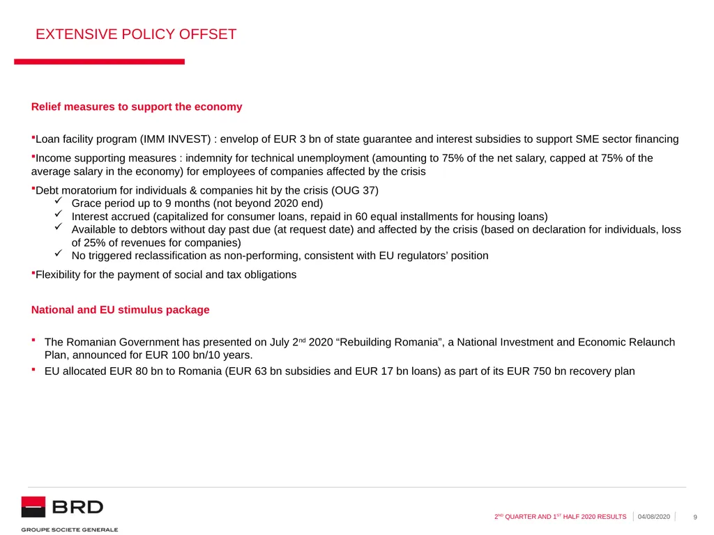 2nd quarter and 1st half 2020 | 04.08.2020 BRD - slide 9 of 31