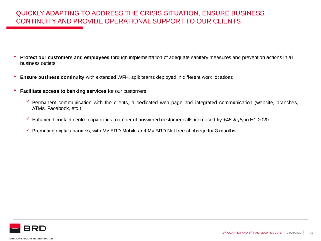 2nd quarter and 1st half 2020 | 04.08.2020 BRD - slide 12 of 31