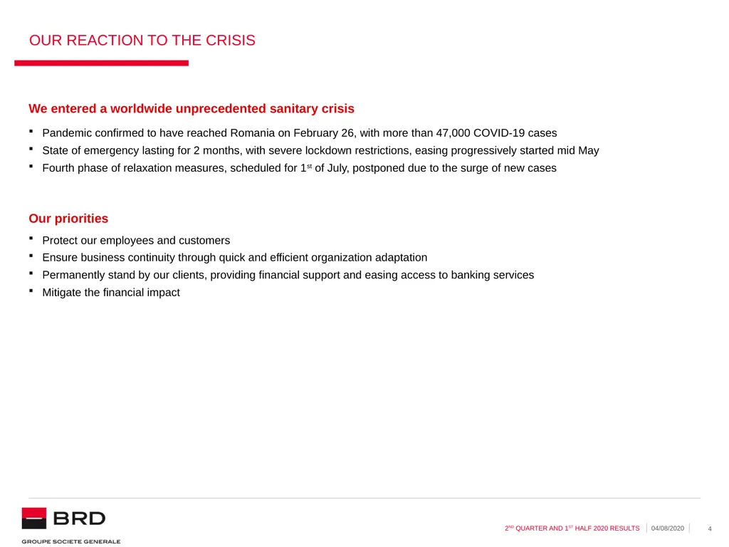 2nd quarter and 1st half 2020 | 04.08.2020 BRD - slide 4 of 31