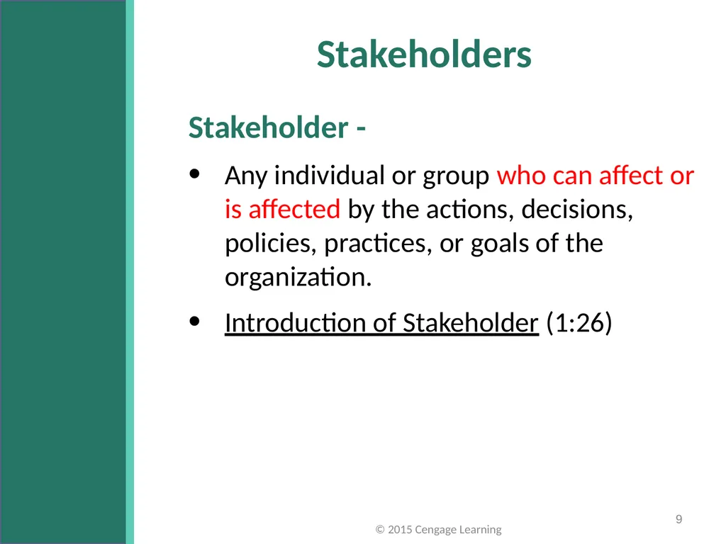 Key Topics Ch 3 & 4 © 2015 Cengage Learning - slide 9 of 36