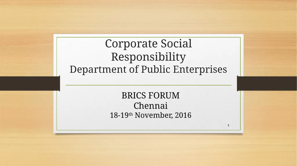 Corporate Social Responsibility Department of - slide 1 of 9