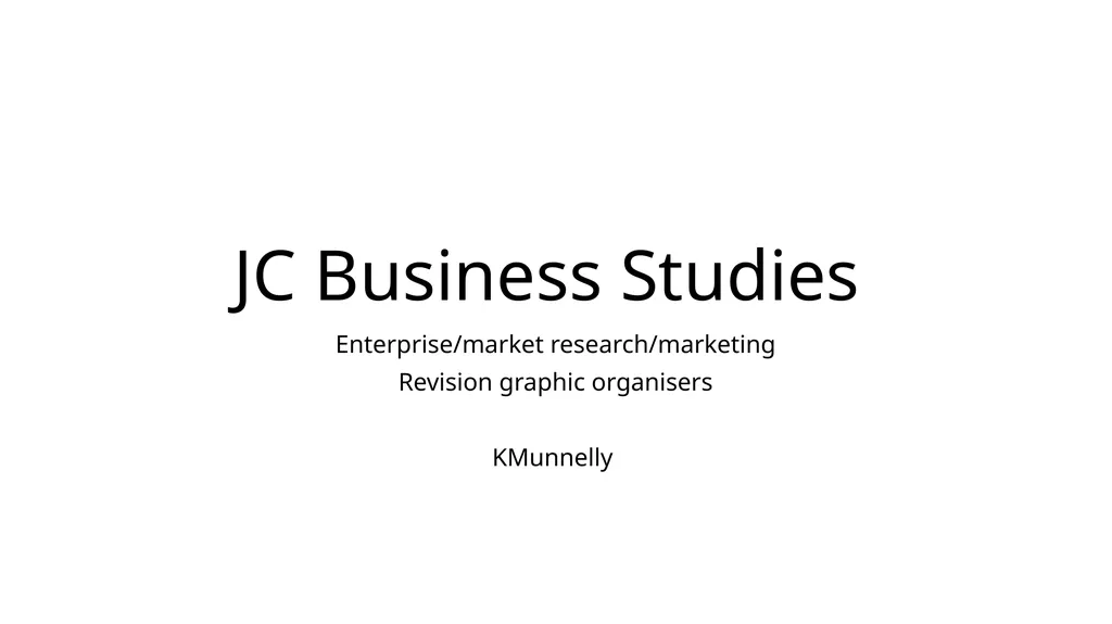 JC Business Studies Enterprise/market