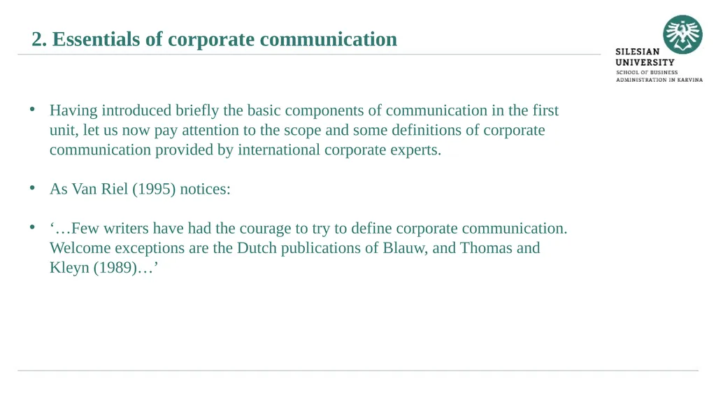 Essentials of corporate communication Janusz - slide 3 of 26
