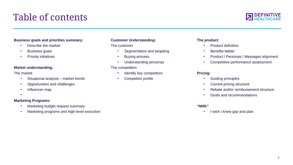 Medtech marketing plan template This template - slide 4 of 47