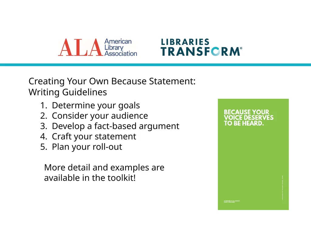 Welcome to “Libraries Transform Campaign Toolkit - slide 20 of 22