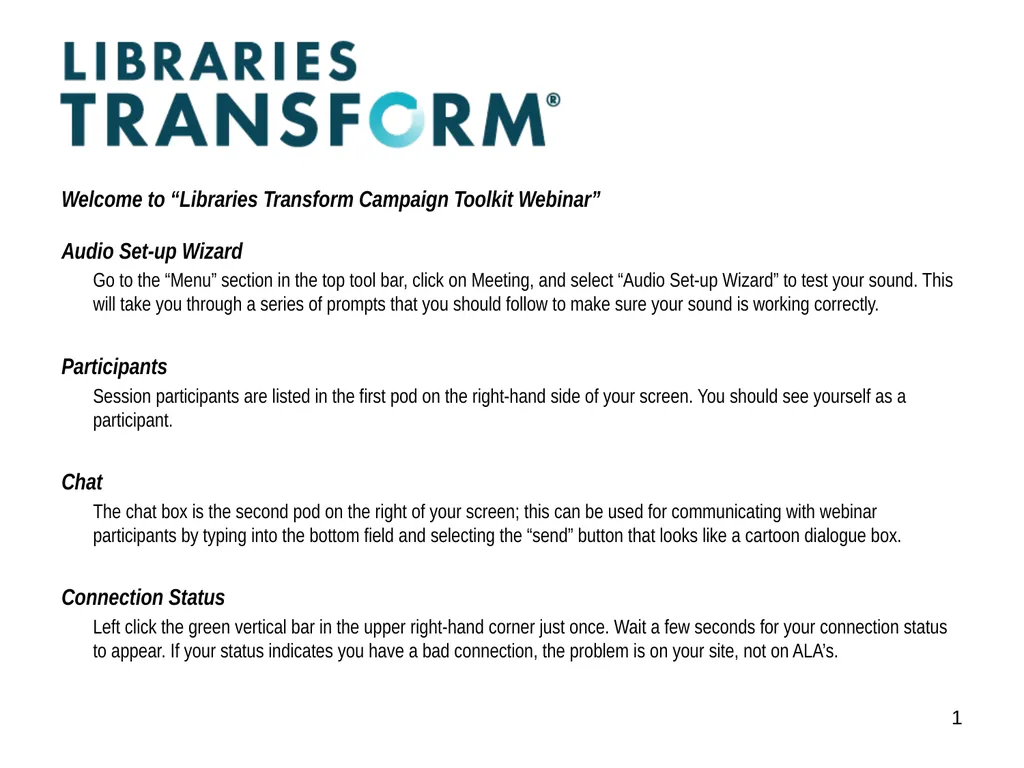 Welcome to “Libraries Transform Campaign Toolkit - slide 1 of 22