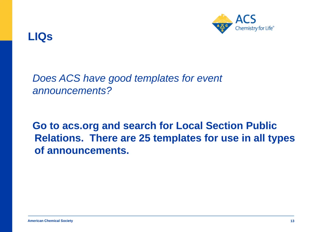 American Chemical Society Local Section Track - slide 13 of 30