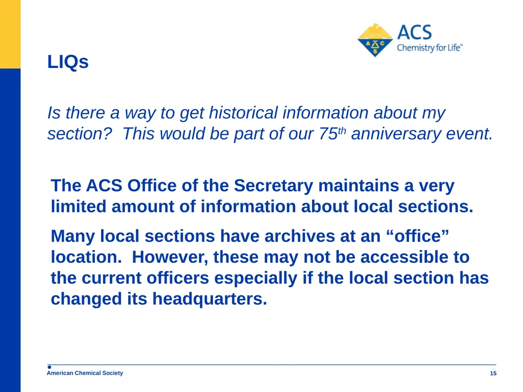 American Chemical Society Local Section Track - slide 15 of 30