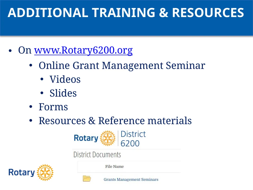 GRANT CERTIFICATION TRAINING District 6200 April - slide 37 of 40