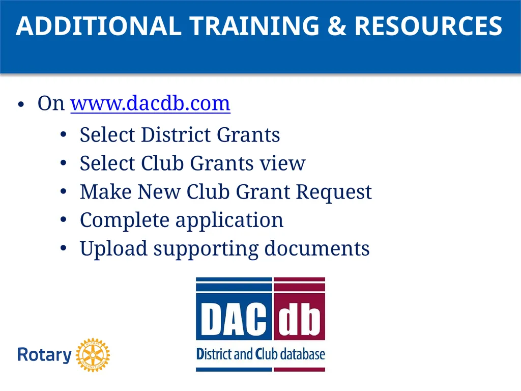 GRANT CERTIFICATION TRAINING District 6200 April - slide 38 of 40