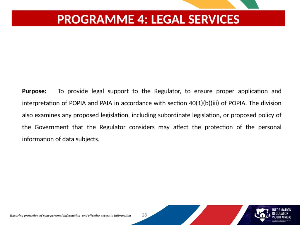 INFORMATION REGULATOR ANNUAL PERFORMANCE PLAN FOR - slide 28 of 42