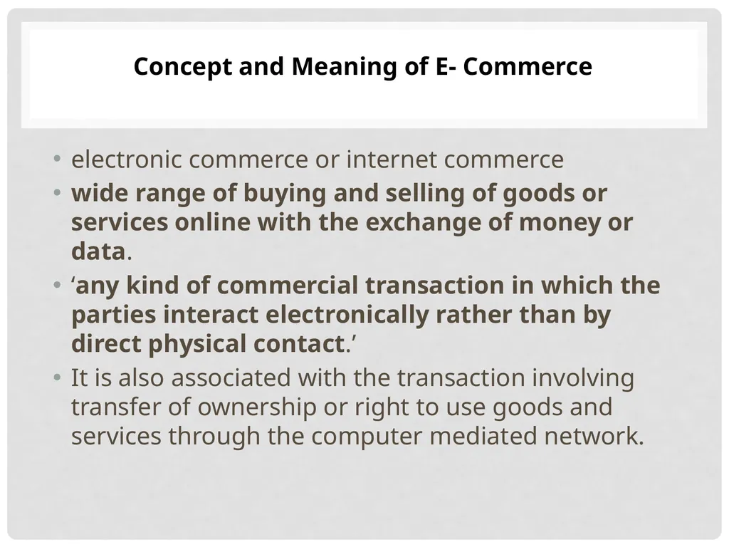 CHAPTER 1 INTRODUCTION E- Commerce Concept and - slide 2 of 15