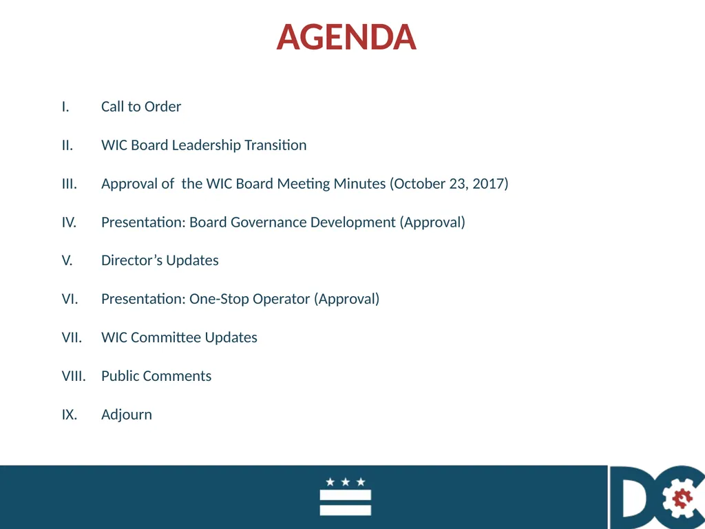 QUARTERLY BOARD MEETING January 22, 2018 CALL TO - slide 3 of 39