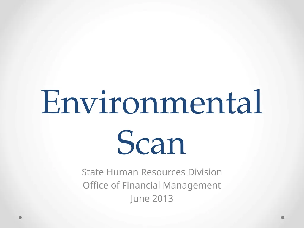 Environmental Scan State Human Resources Division