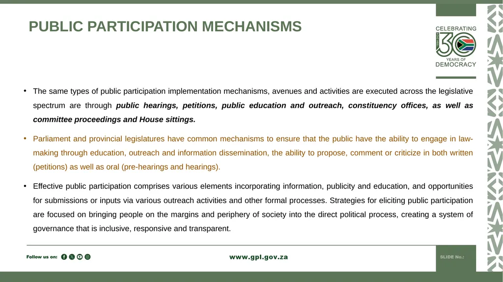 PUBLIC PARTICIPATION MANDATE INDUCTION TO 7TH - slide 9 of 23