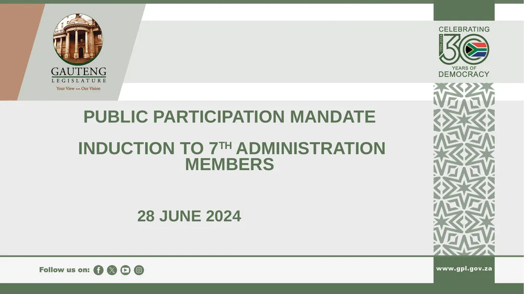 PUBLIC PARTICIPATION MANDATE INDUCTION TO 7TH