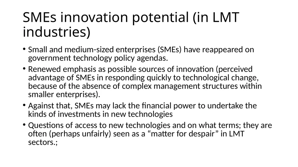 Innovation in Low and Medium Technology (LMT) - slide 27 of 40