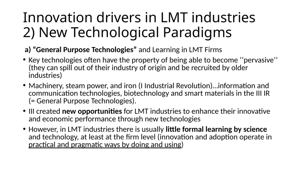 Innovation in Low and Medium Technology (LMT) - slide 12 of 40