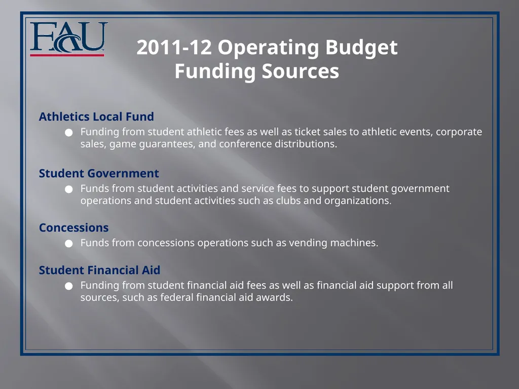 Financial Affairs Florida Atlantic University - slide 5 of 9