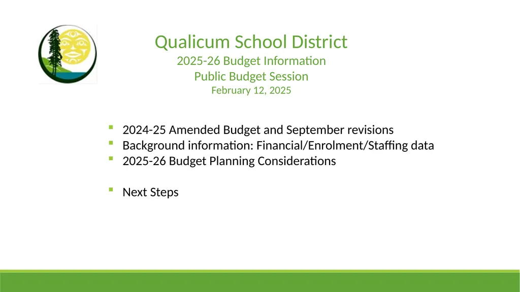 Qualicum School District 2025-26 Budget - slide 1 of 27