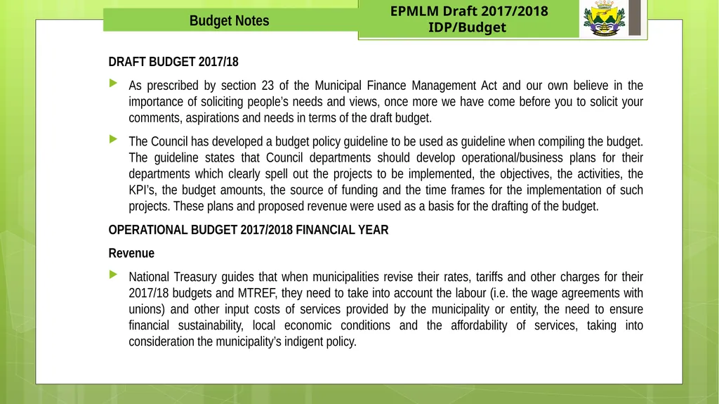 EPHRAIM MOGALE LOCAL MUNICIPALITY 1 Draft - slide 10 of 22