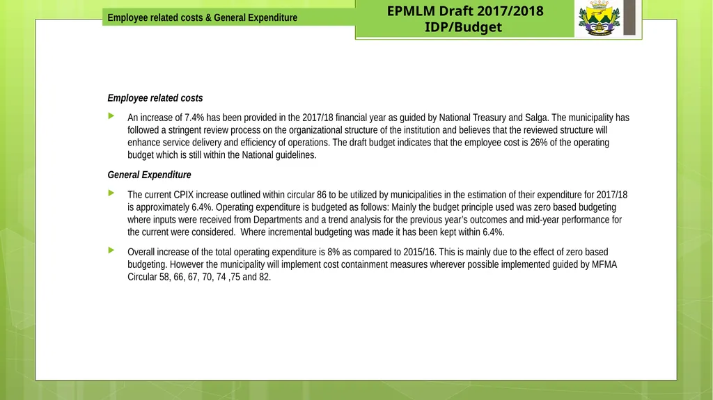 EPHRAIM MOGALE LOCAL MUNICIPALITY 1 Draft - slide 16 of 22