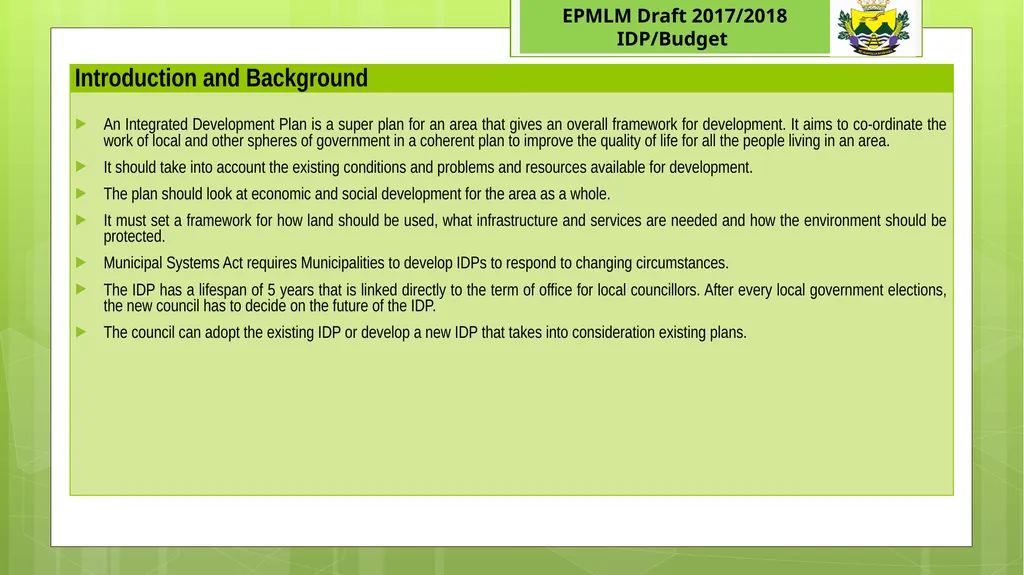 EPHRAIM MOGALE LOCAL MUNICIPALITY 1 Draft - slide 2 of 22