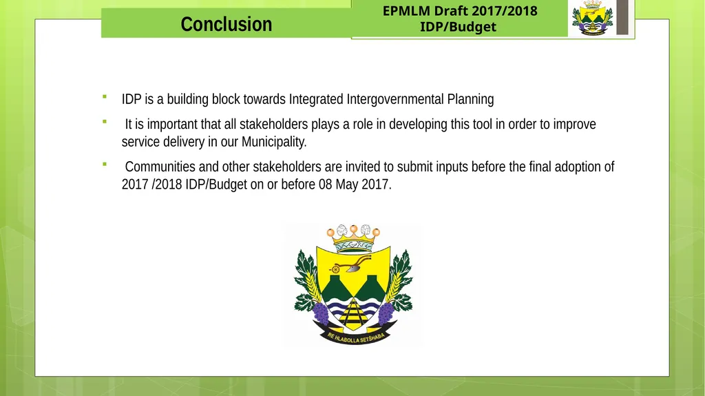 EPHRAIM MOGALE LOCAL MUNICIPALITY 1 Draft - slide 22 of 22