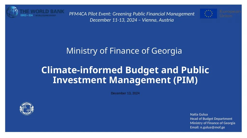 Ministry of Finance of Georgia Climate-informed
