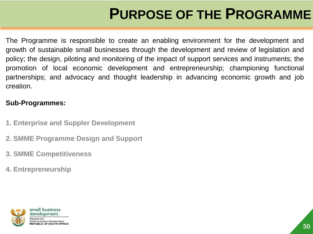 Department of Small Business Development (DSBD) - slide 50 of 59