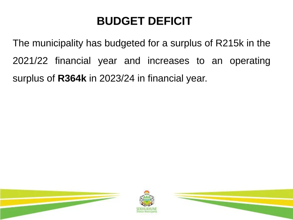 DRAFT INTEGRATED DEVELOPMENT PLAN AND BUDGET FOR - slide 46 of 54