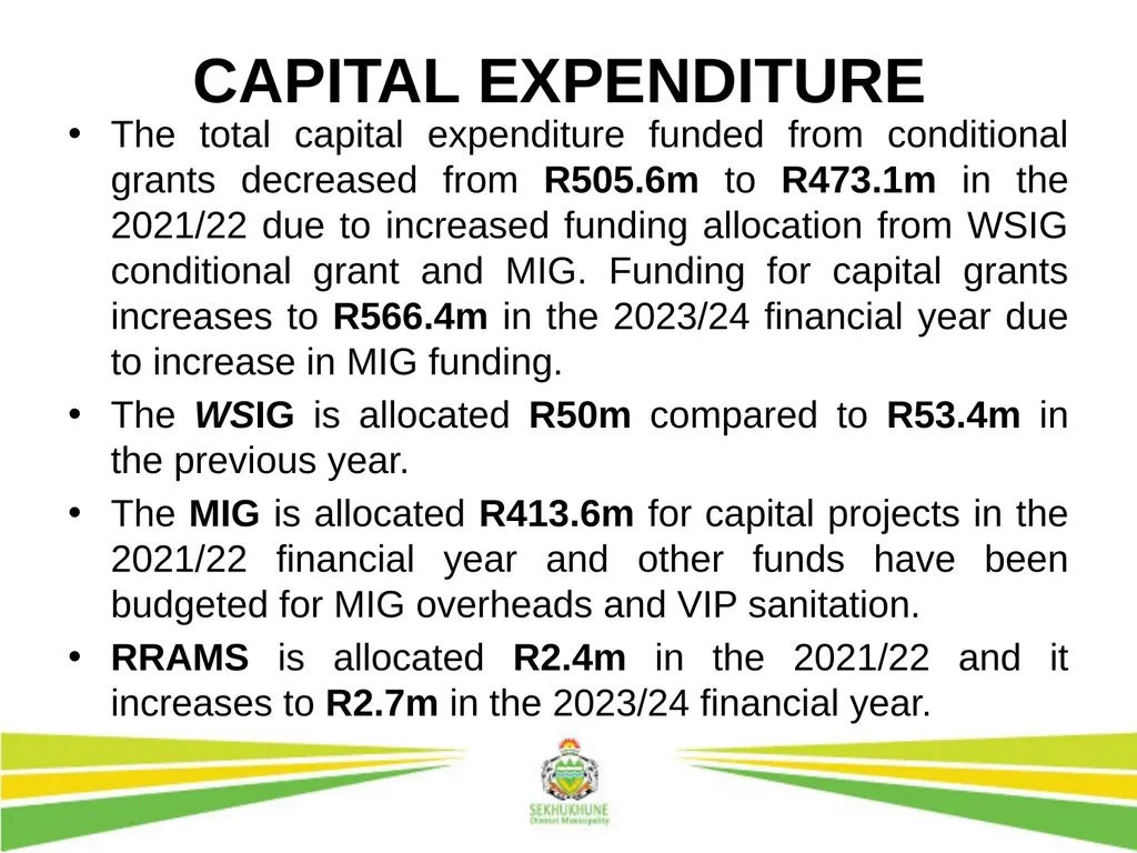 DRAFT INTEGRATED DEVELOPMENT PLAN AND BUDGET FOR - slide 43 of 54