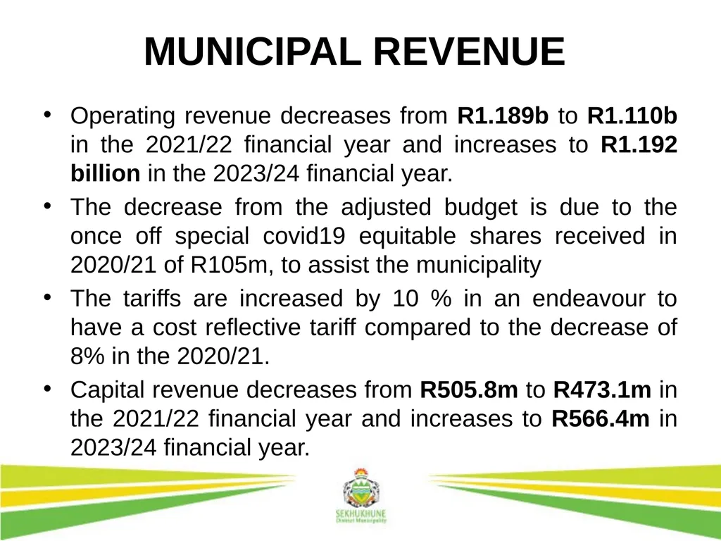 DRAFT INTEGRATED DEVELOPMENT PLAN AND BUDGET FOR - slide 41 of 54