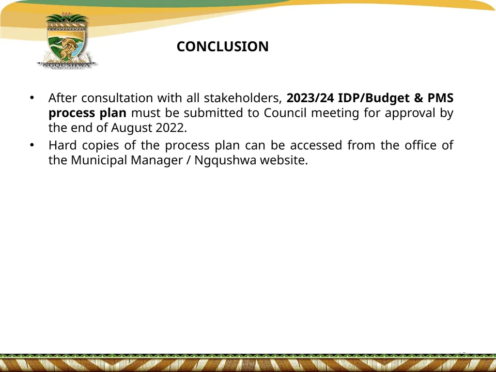 IDP/BUDGET & PMS REP FORUM PRESENTATION ON - slide 18 of 18