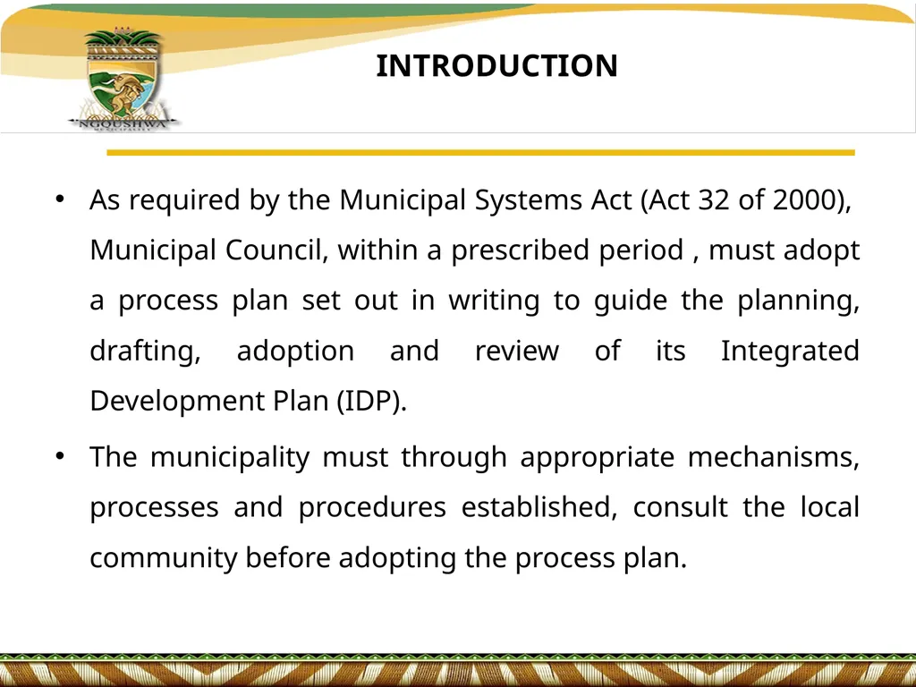 IDP/BUDGET & PMS REP FORUM PRESENTATION ON - slide 3 of 18