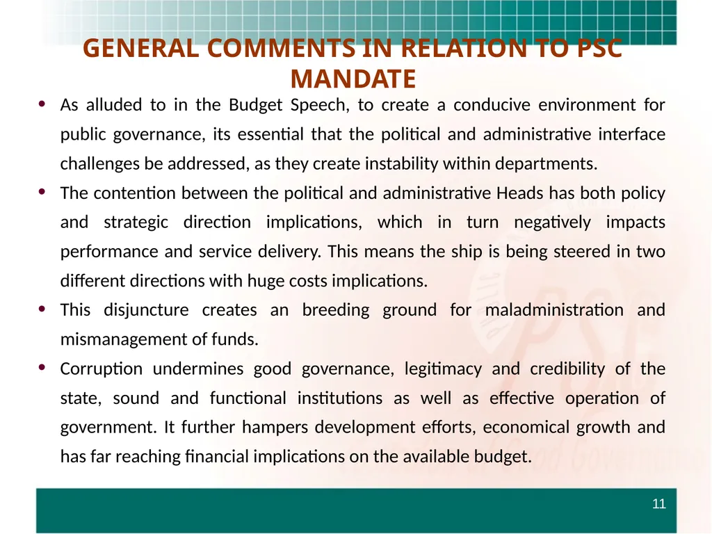 PRESENTATION TO THE STANDING COMMITTEE ON - slide 11 of 68