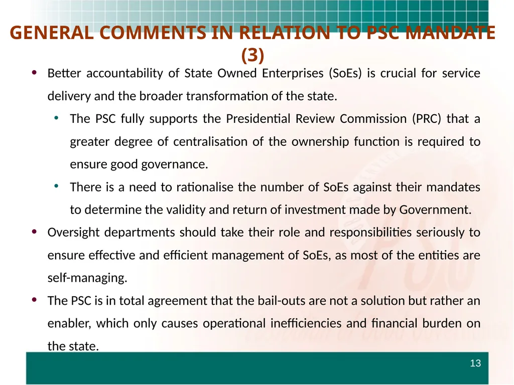 PRESENTATION TO THE STANDING COMMITTEE ON - slide 13 of 68