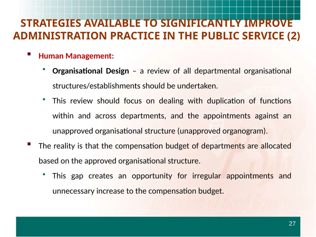 PRESENTATION TO THE STANDING COMMITTEE ON - slide 27 of 68